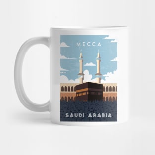 Mecca, Saudi Arabia. Retro travel poster Mug